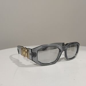 Versace Gray Sunglasses with Gold Medusa Accents